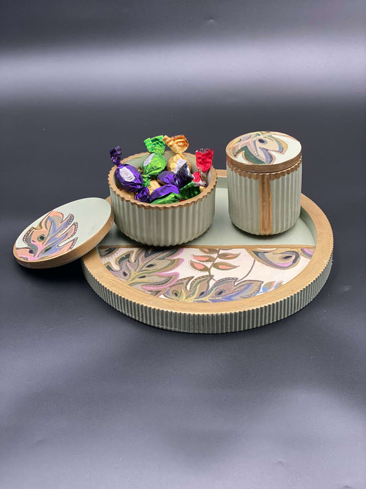 Handcrafted Concrete Vanity Set – Botanical Bloom Collection