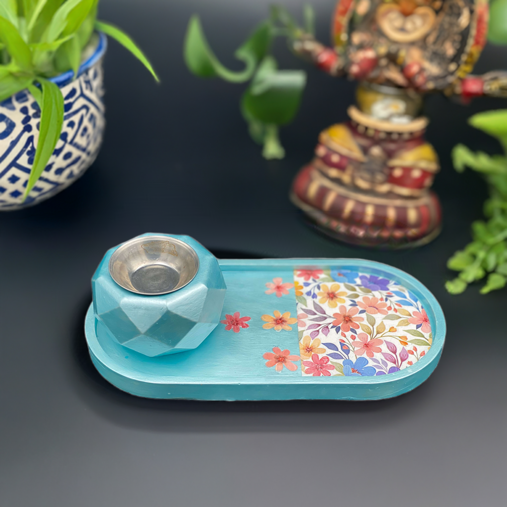 Blossom Breeze Handmade Concrete Home Decor Incense Burner Set
